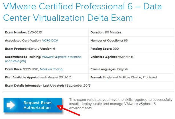vmware Education Infos zum VCP6 DCV Delta Exam © by vmware